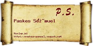 Paskes Sámuel névjegykártya